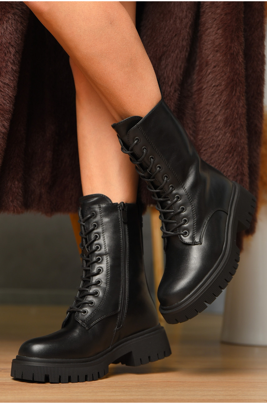 Ботинки женские зимние черного цвета В1526 209420