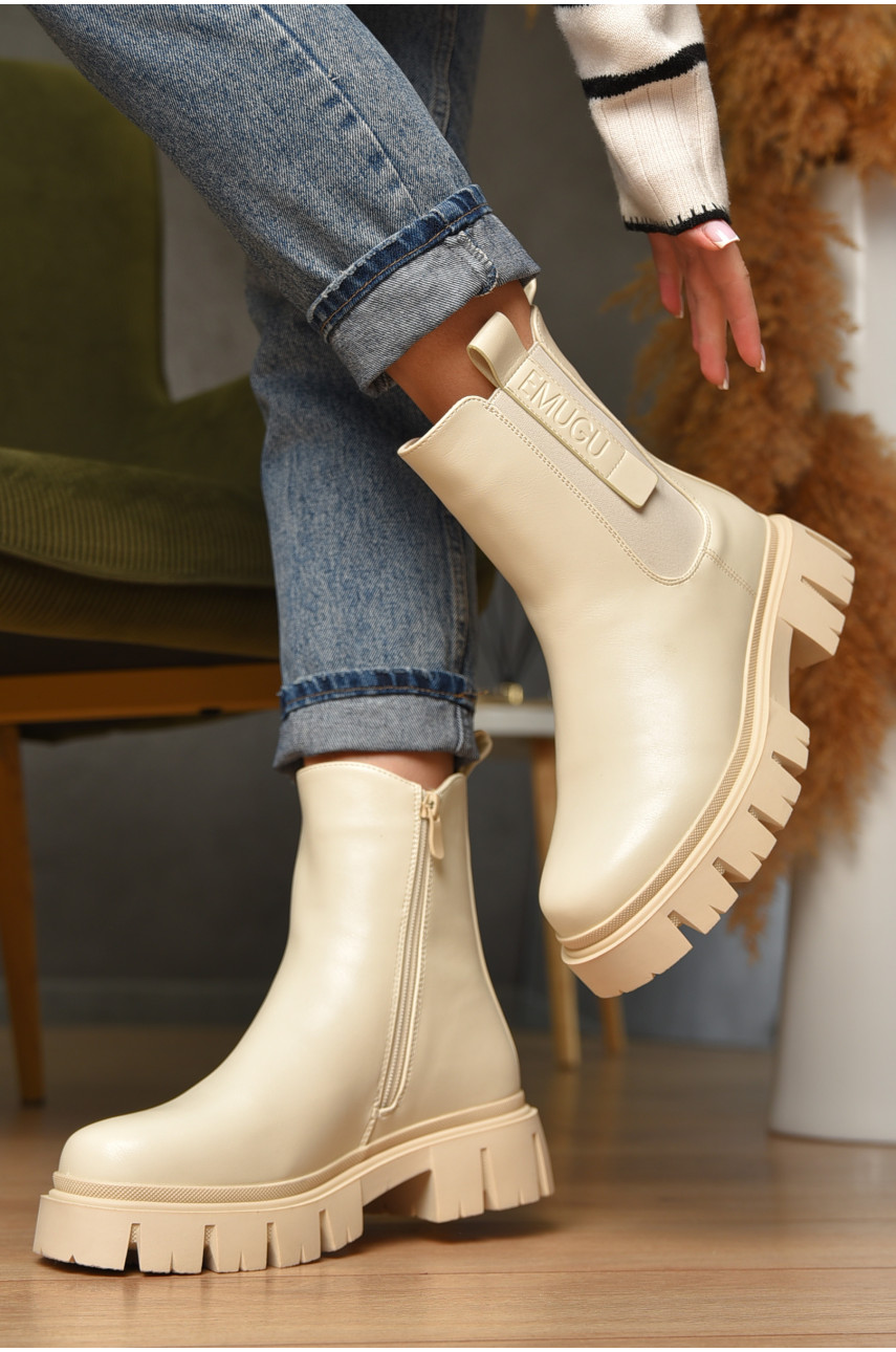Ботинки женские зимние светло-бежевого цвета В3109-1 209423