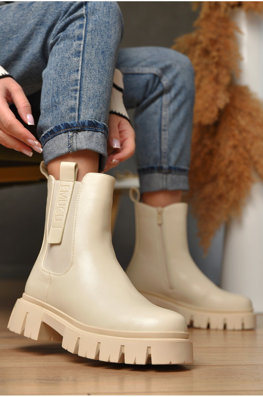 Ботинки женские зимние светло-бежевого цвета В3109-1 209423