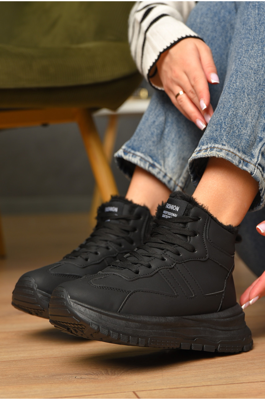 Кросівки жіночі чорного кольору на хутрі 2424-1 209424