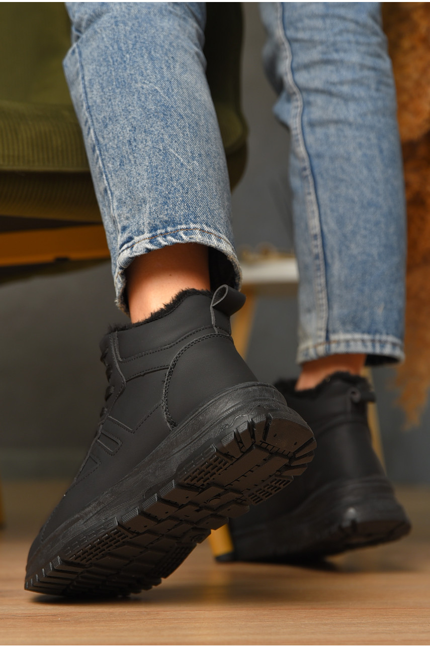 Кросівки жіночі чорного кольору на хутрі 2424-1 209424