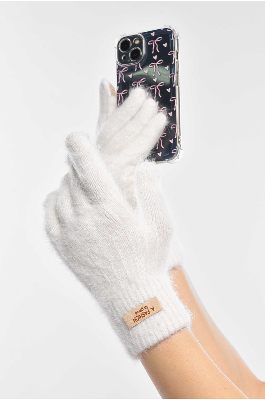 Рукавички жіночі сенсорні білого кольору 2401 209428