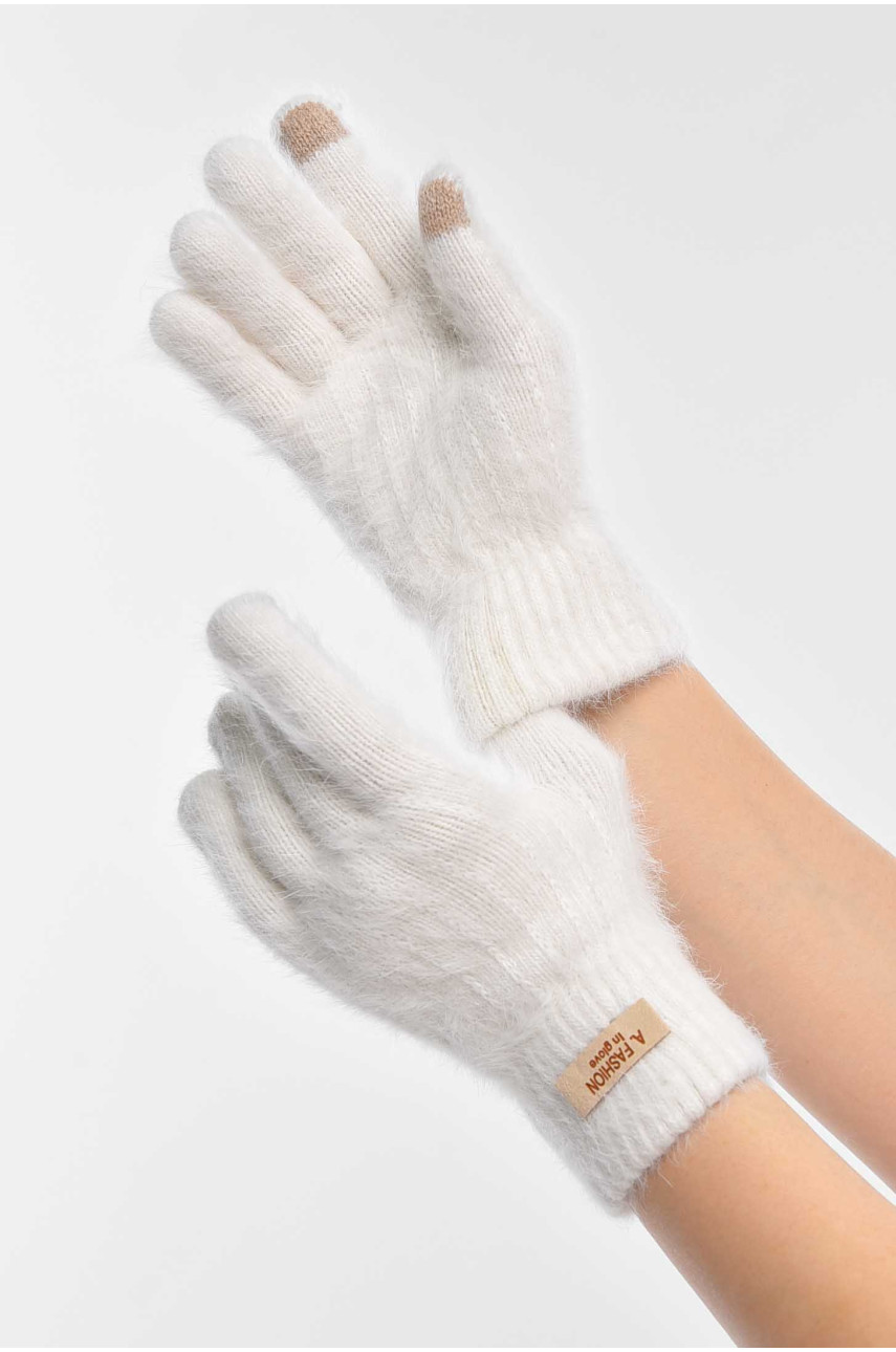 Рукавички жіночі сенсорні білого кольору 2401 209428