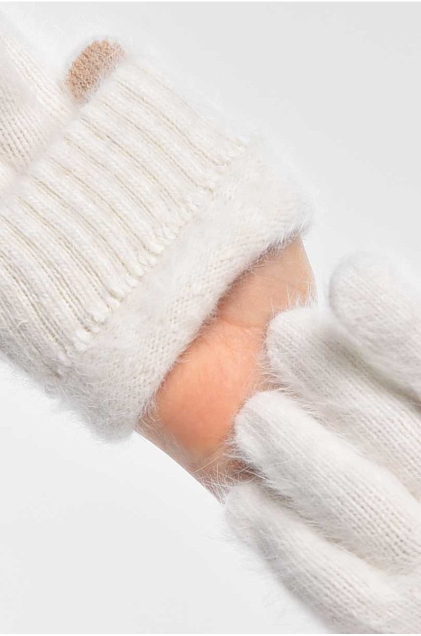 Рукавички жіночі сенсорні білого кольору 2401 209428 Рукавички жіночі сенсорні білого кольору 2401 209428