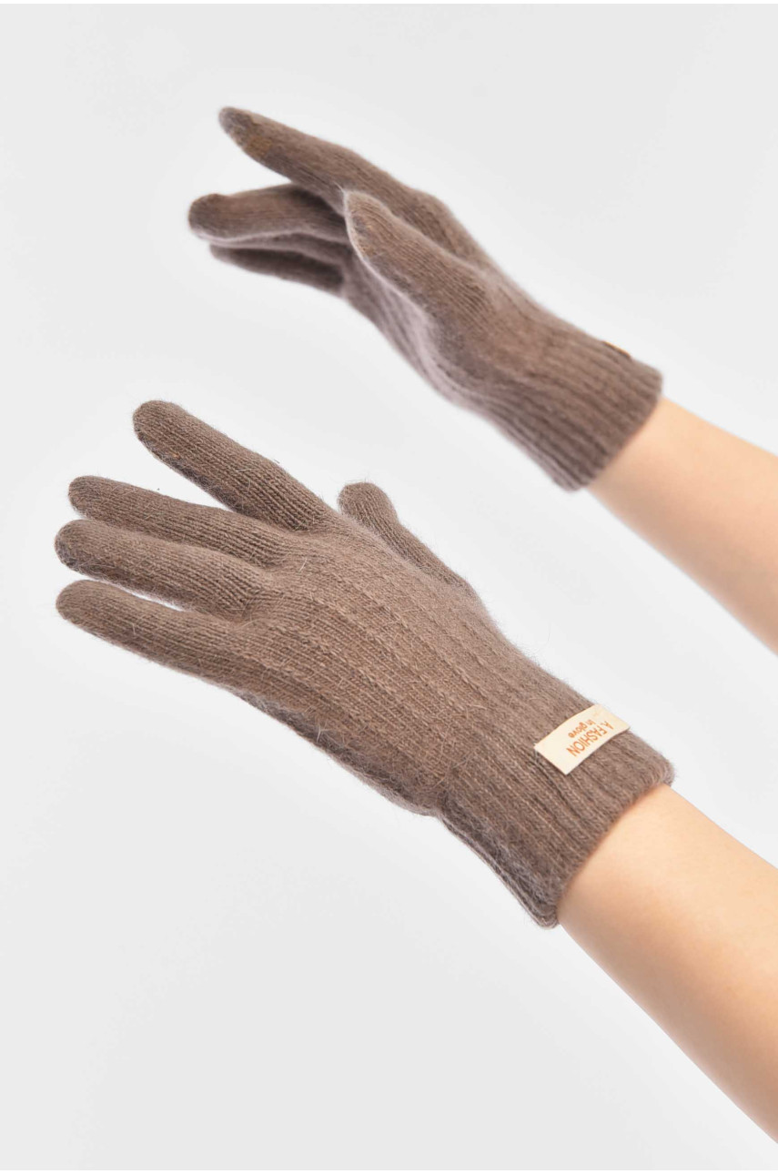 Рукавички жіночі сенсорні коричневого кольору 2401 209429