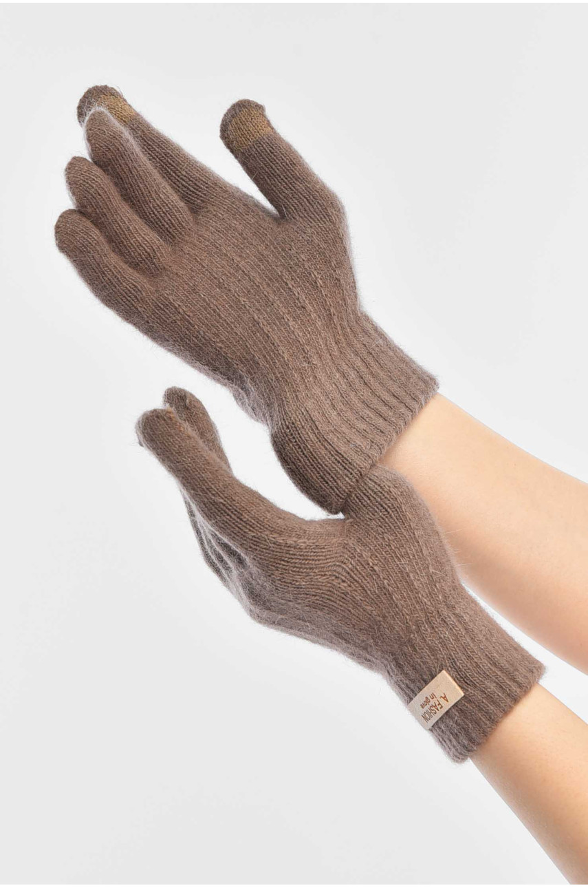 Рукавички жіночі сенсорні коричневого кольору 2401 209429