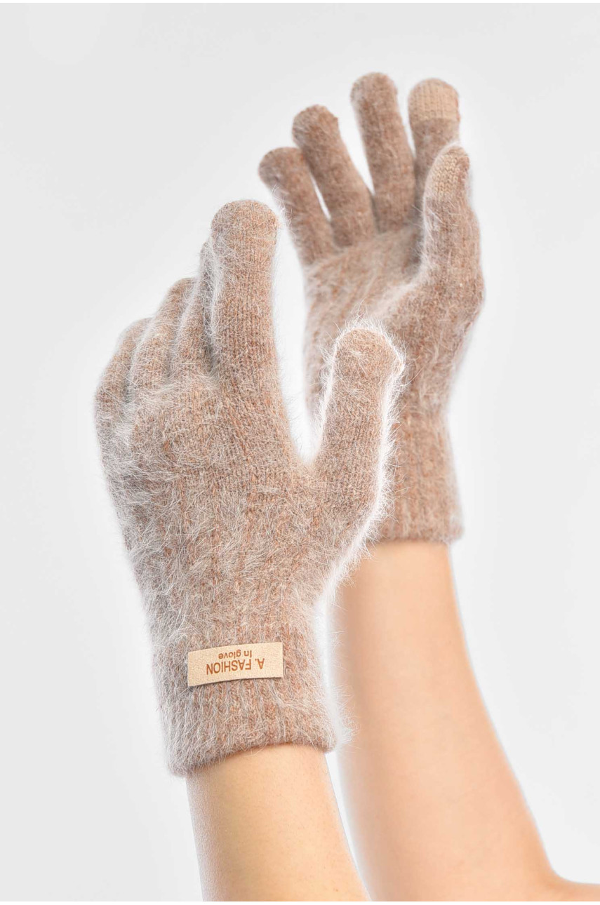 Рукавички жіночі сенсорні бежевого кольору 2401 209437