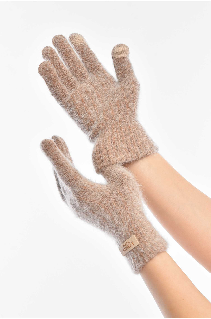 Рукавички жіночі сенсорні бежевого кольору 2401 209437
