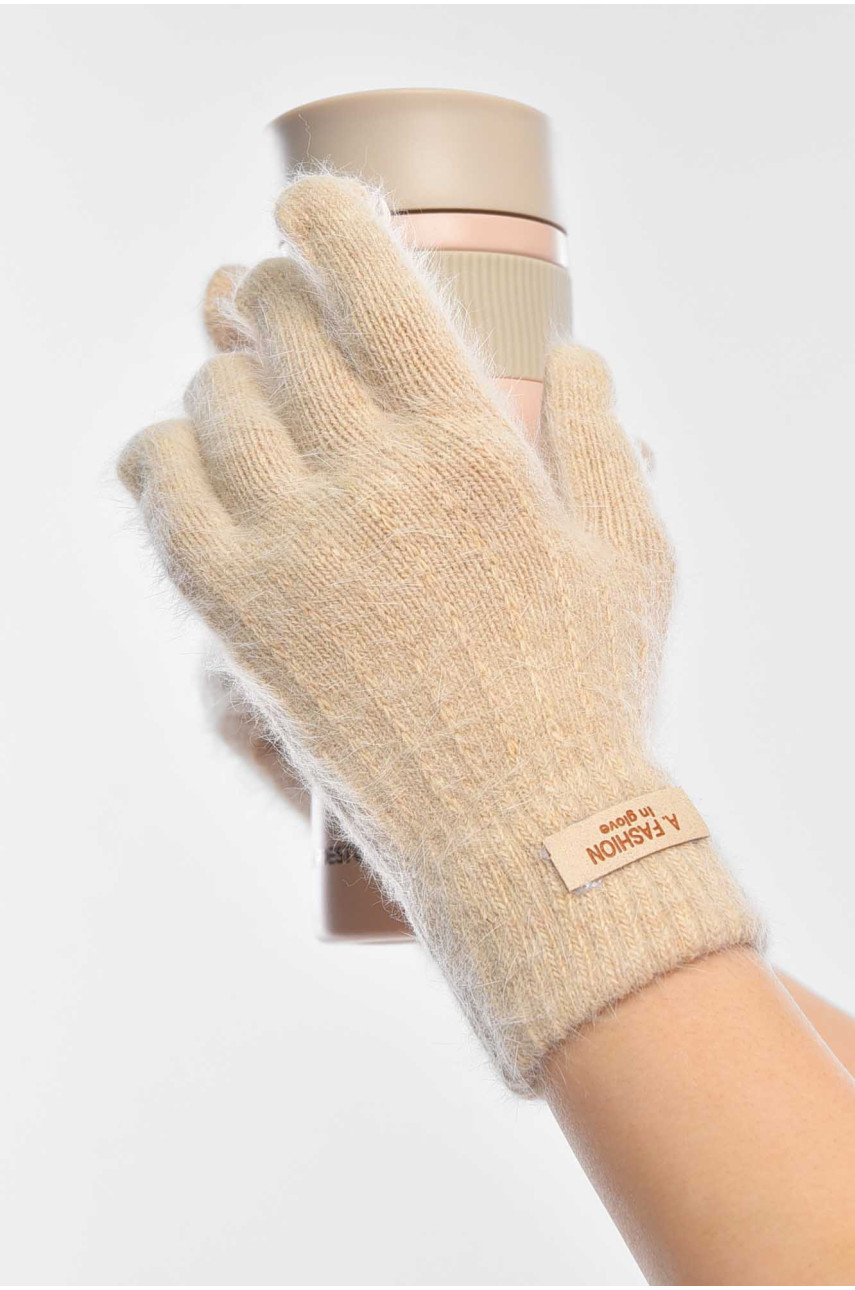 Рукавички жіночі сенсорні світло-бежевого кольору 2401 209439