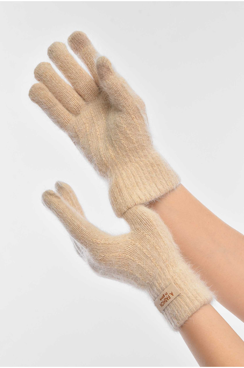 Рукавички жіночі сенсорні світло-бежевого кольору 2401 209439