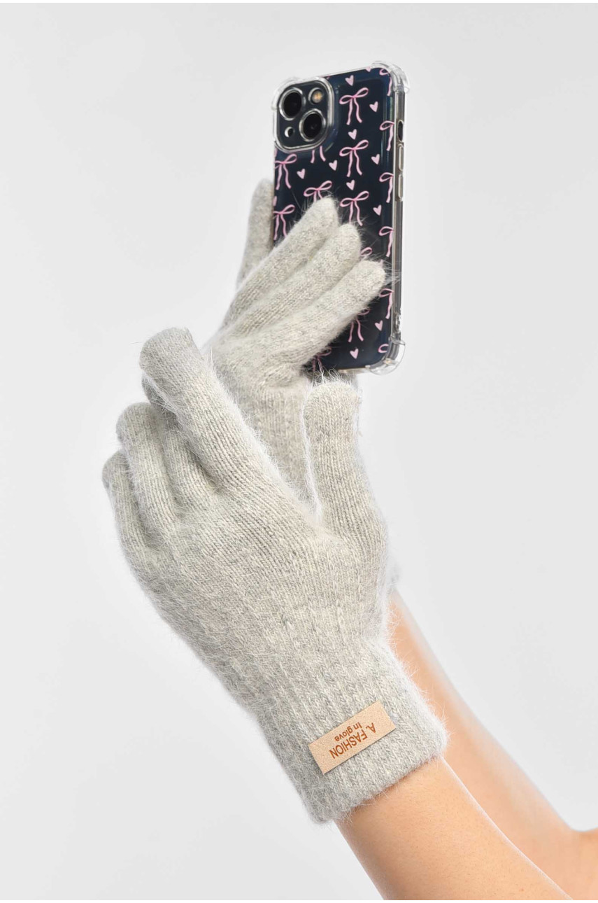 Рукавички жіночі сенсорні світло-сірого кольору 2401 209441