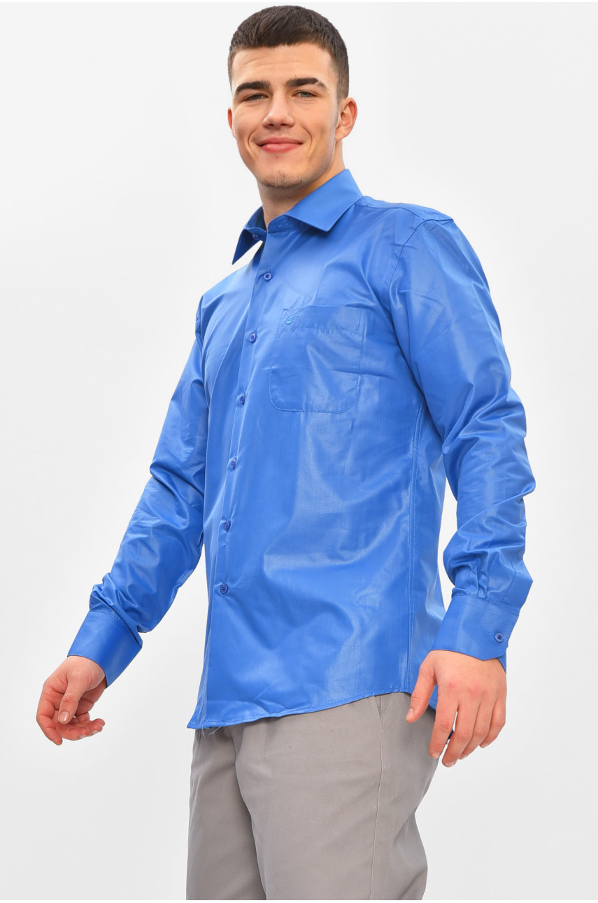 Рубашка мужская однотонная синего цвета M1083 209443
