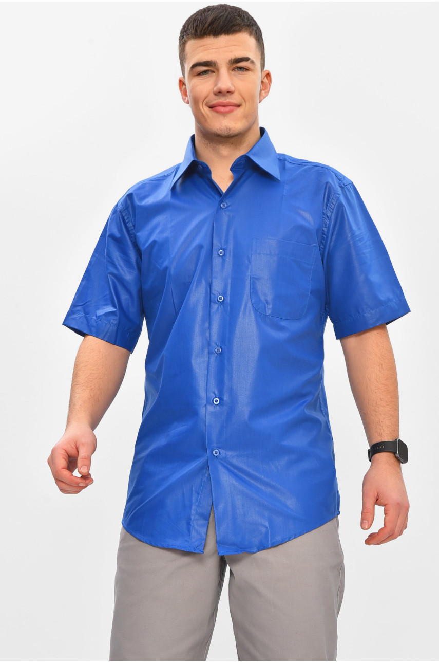 Рубашка мужская однотонная синего цвета M1083-S 209444