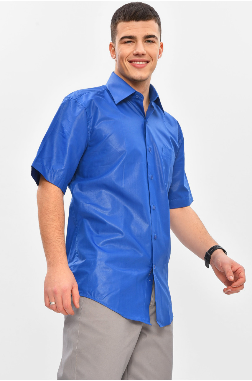 Рубашка мужская однотонная синего цвета M1083-S 209444
