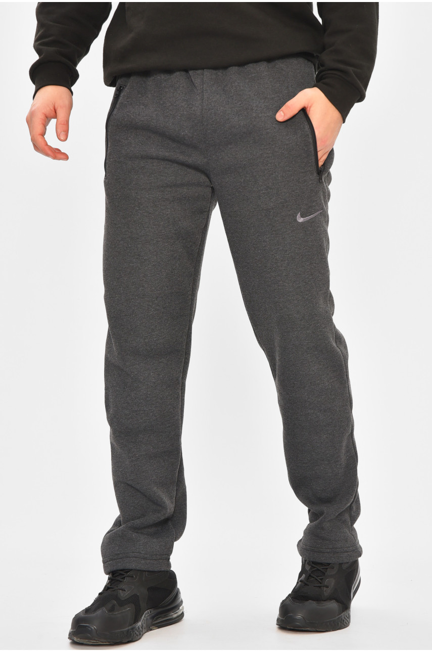 Спортивные штаны мужские на флисе темно-серого цвета 0411 209446
