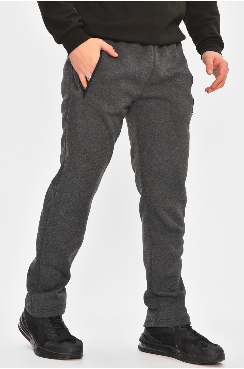 Спортивные штаны мужские на флисе темно-серого цвета 0411 209446