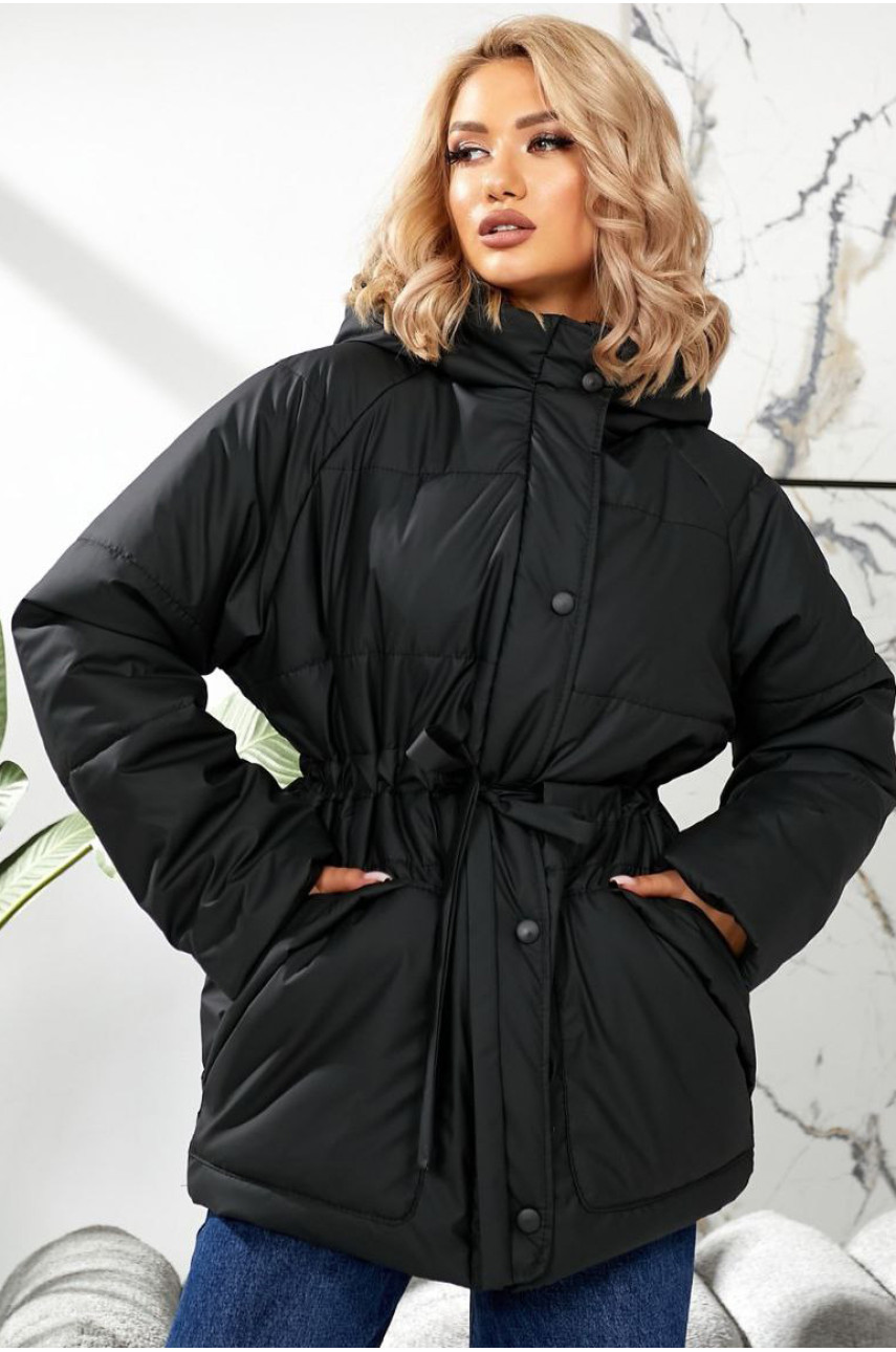Куртка жіноча демісезонна чорного кольору 292 209447 Куртка жіноча демісезонна чорного кольору 292 209447