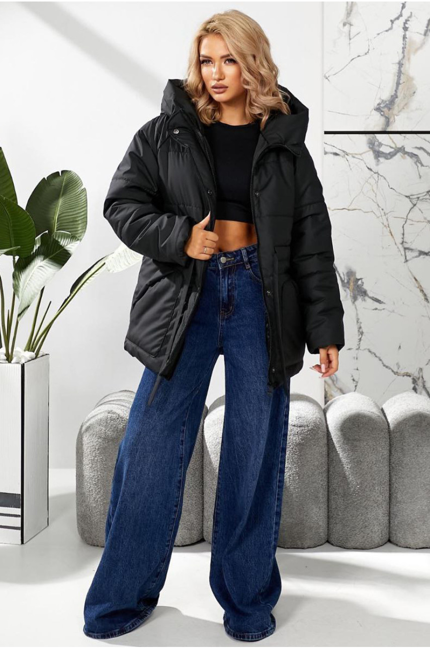 Куртка жіноча демісезонна чорного кольору 292 209447 Куртка жіноча демісезонна чорного кольору 292 209447