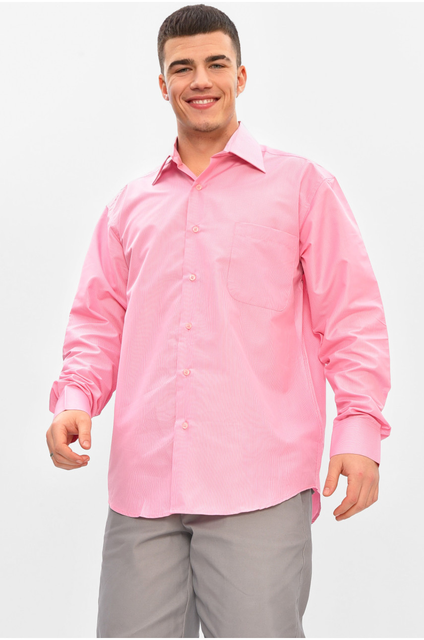 Рубашка мужская полубатальная розового цвета с принтом L1036 209448