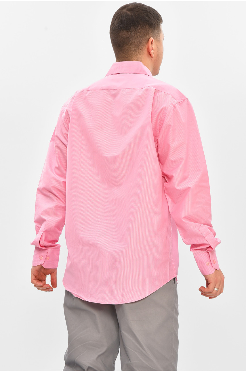 Сорочка чоловіча напівбатальна рожевого кольору з принтом L1036 209448 Сорочка чоловіча напівбатальна рожевого кольору з принтом L1036 209448