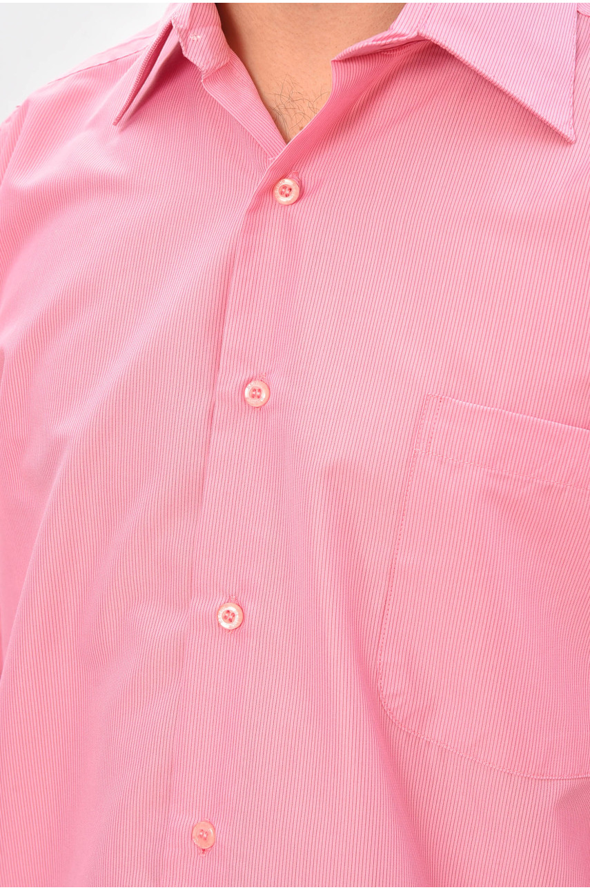 Сорочка чоловіча напівбатальна рожевого кольору з принтом L1036 209448 Сорочка чоловіча напівбатальна рожевого кольору з принтом L1036 209448