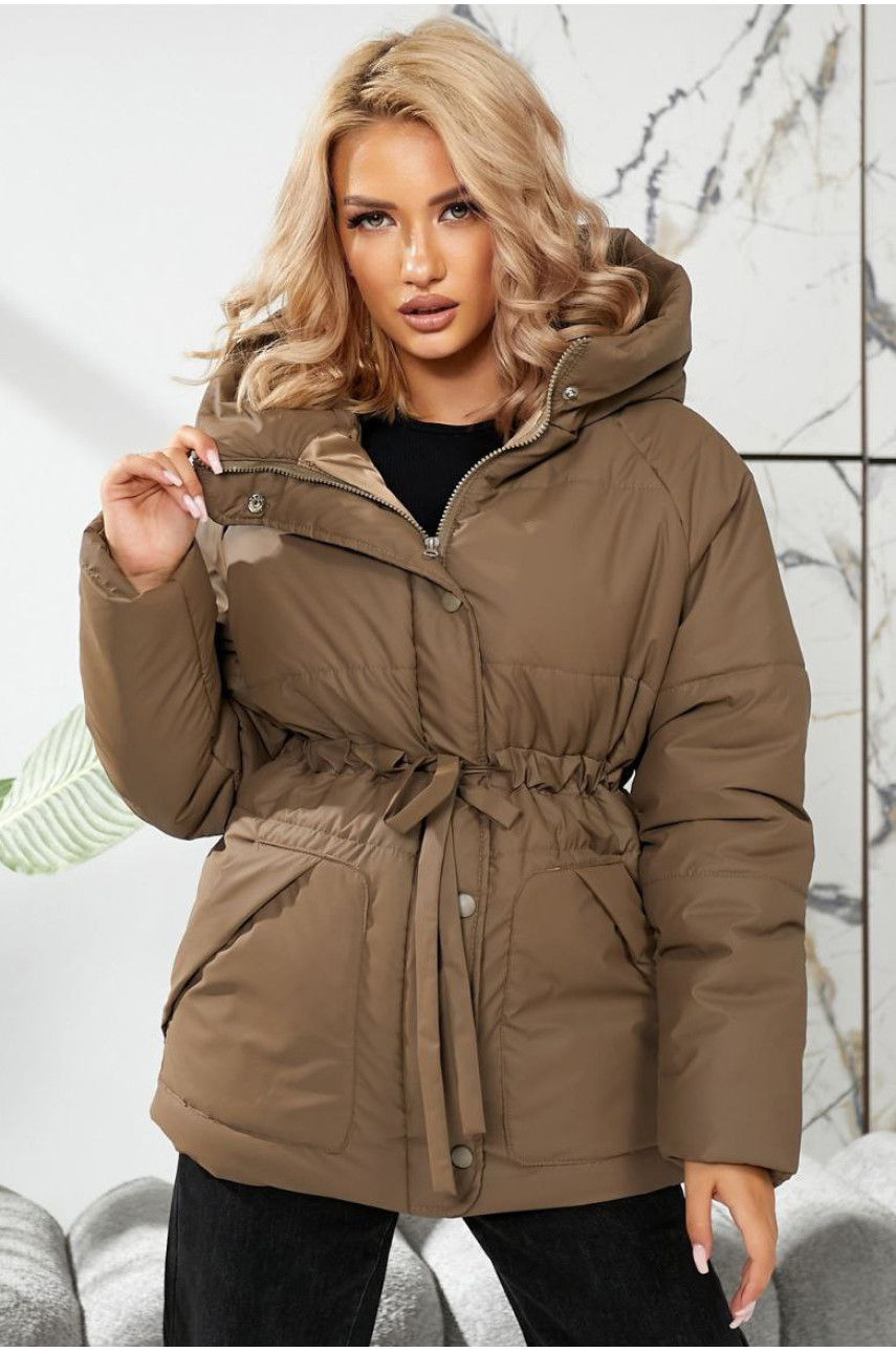 Куртка жіноча демісезонна коричнивого кольору 292 209449