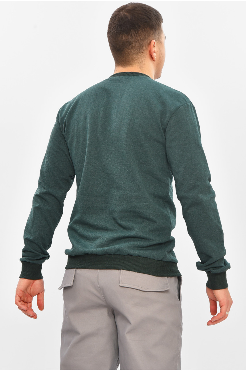 Світшот чоловічий однотонний на флісі темно-зеленого кольору 112 209450 Світшот чоловічий однотонний на флісі темно-зеленого кольору 112 209450