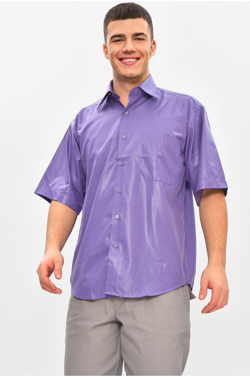 Рубашка мужская полубатальная фиолетового цвета с принтом M1041-S 209451