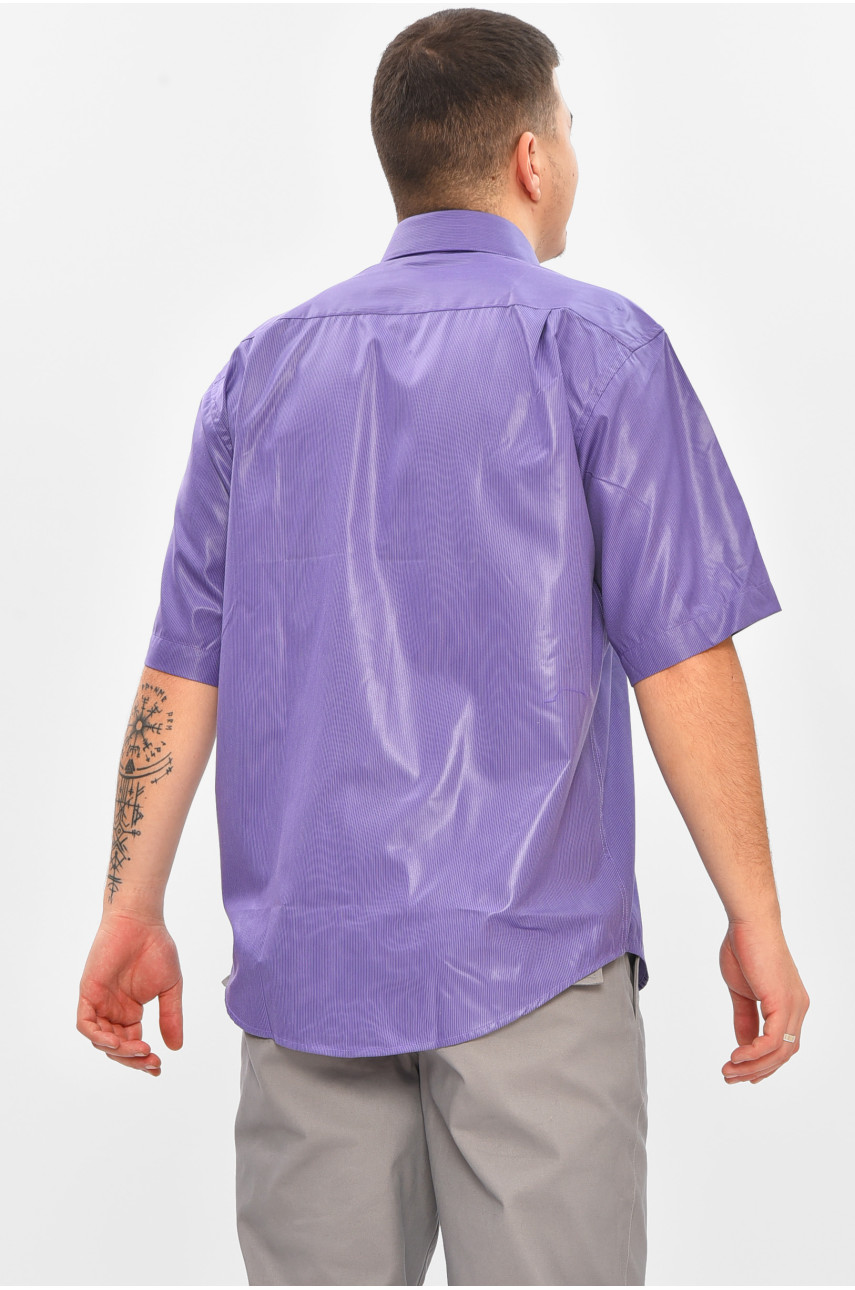 Сорочка чоловіча напівбатальна фіолетового кольору з принтом M1041-S 209451 Сорочка чоловіча напівбатальна фіолетового кольору з принтом M1041-S 209451
