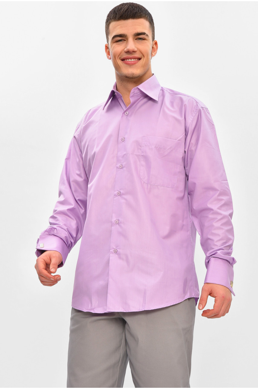 Рубашка мужская однотонная сиреневого цвета L0808 209458
