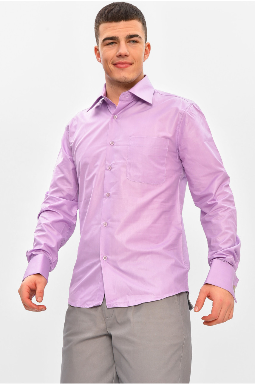 Рубашка мужская однотонная сиреневого цвета L0808 209462