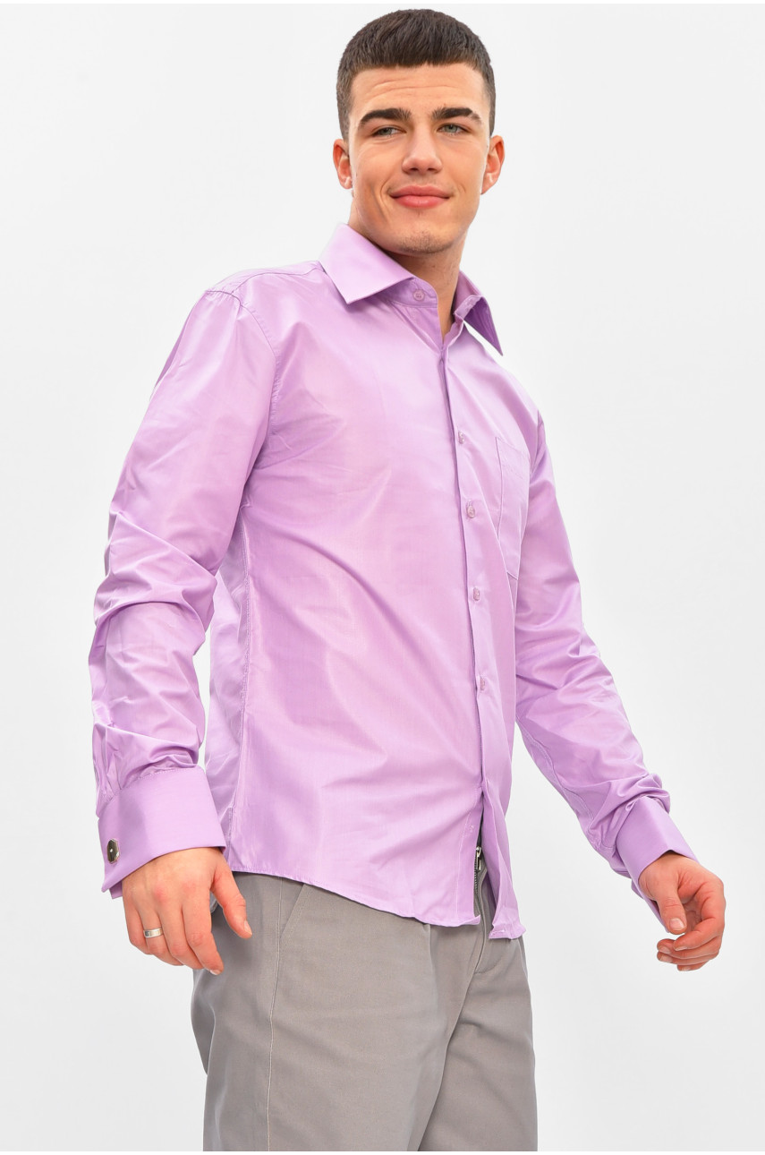 Рубашка мужская однотонная сиреневого цвета L0808 209462