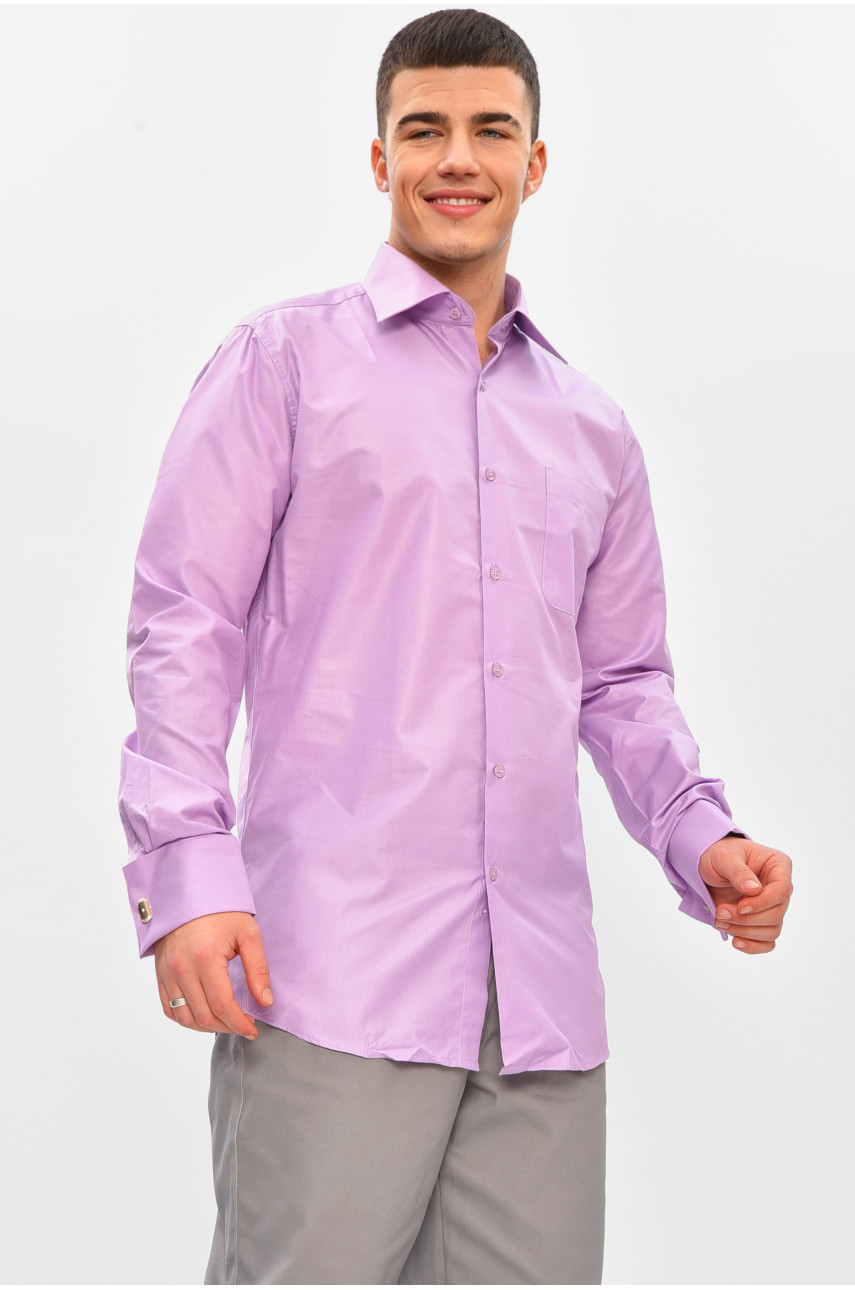 Рубашка мужская однотонная сиреневого цвета L0808 209463
