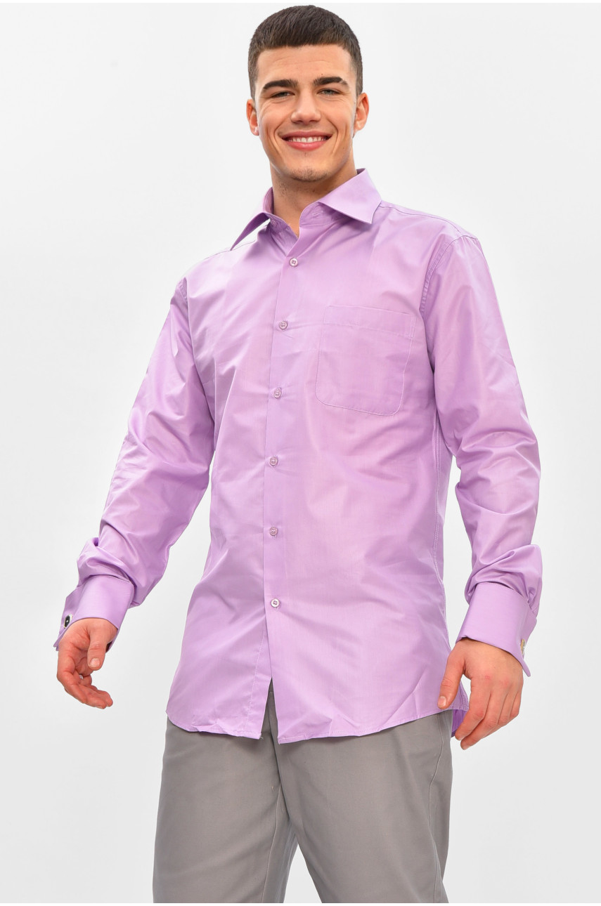 Рубашка мужская однотонная сиреневого цвета L0808 209463