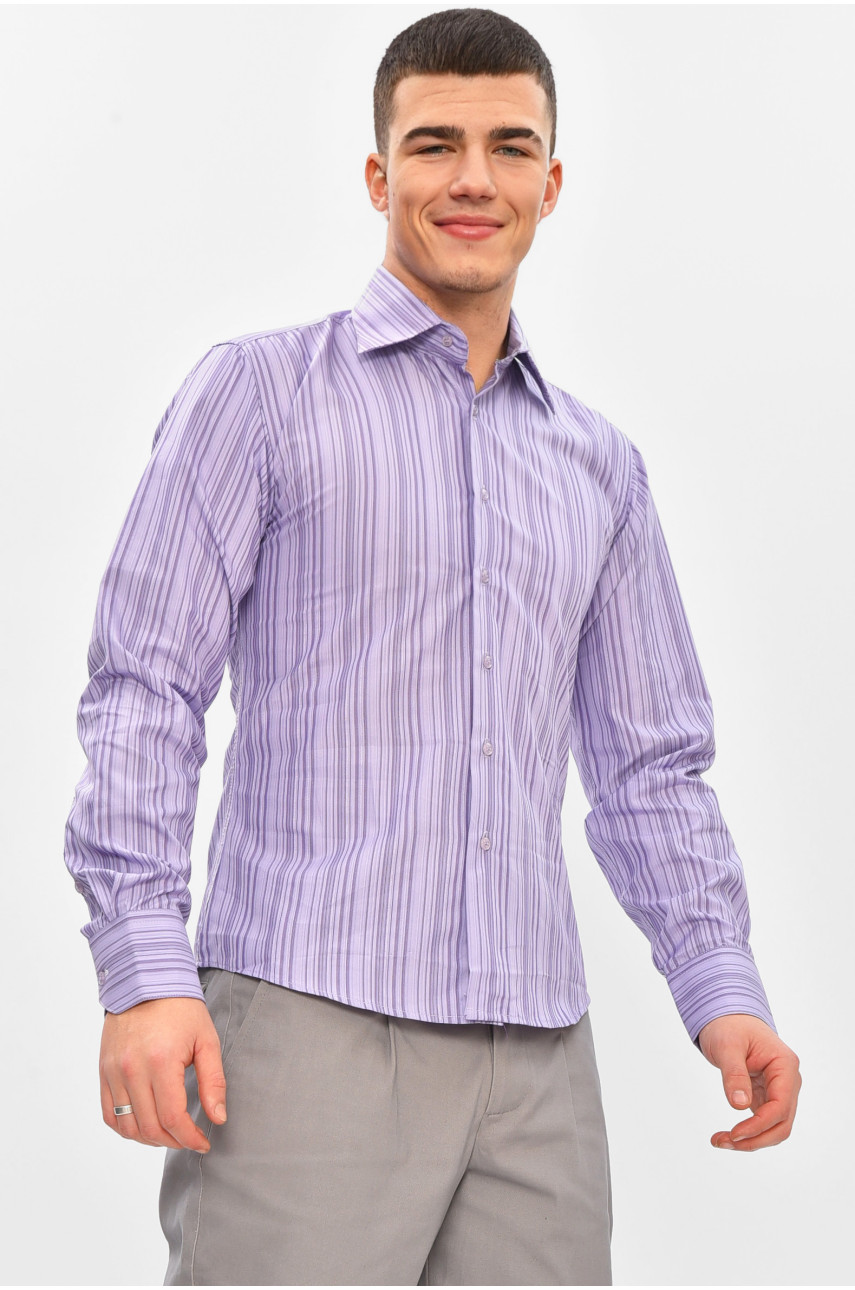 Рубашка мужская однотонная сиреневого цвета BTT1250 209465