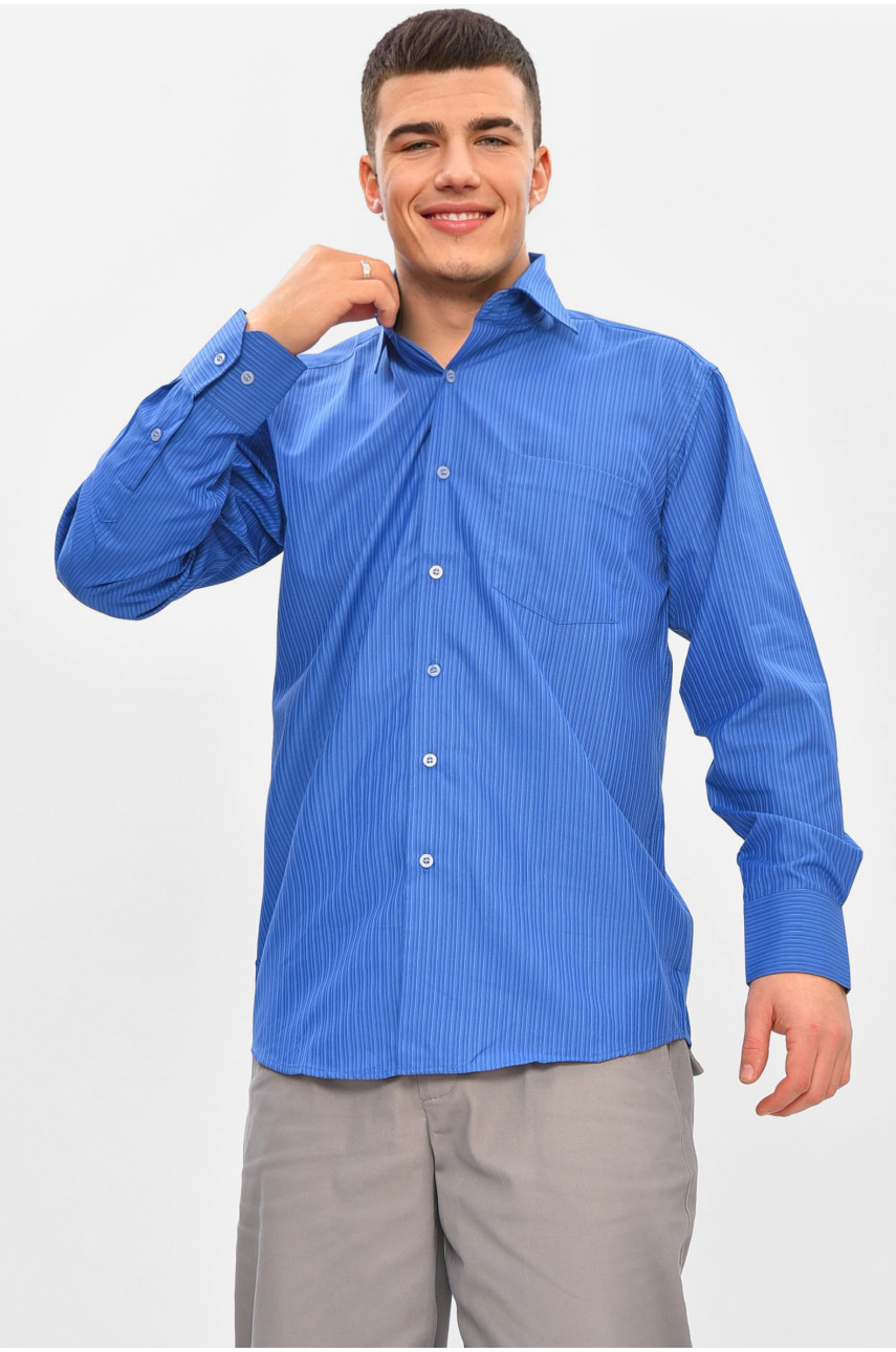 Сорочка чоловіча однотонна синього кольору BTT516 209467