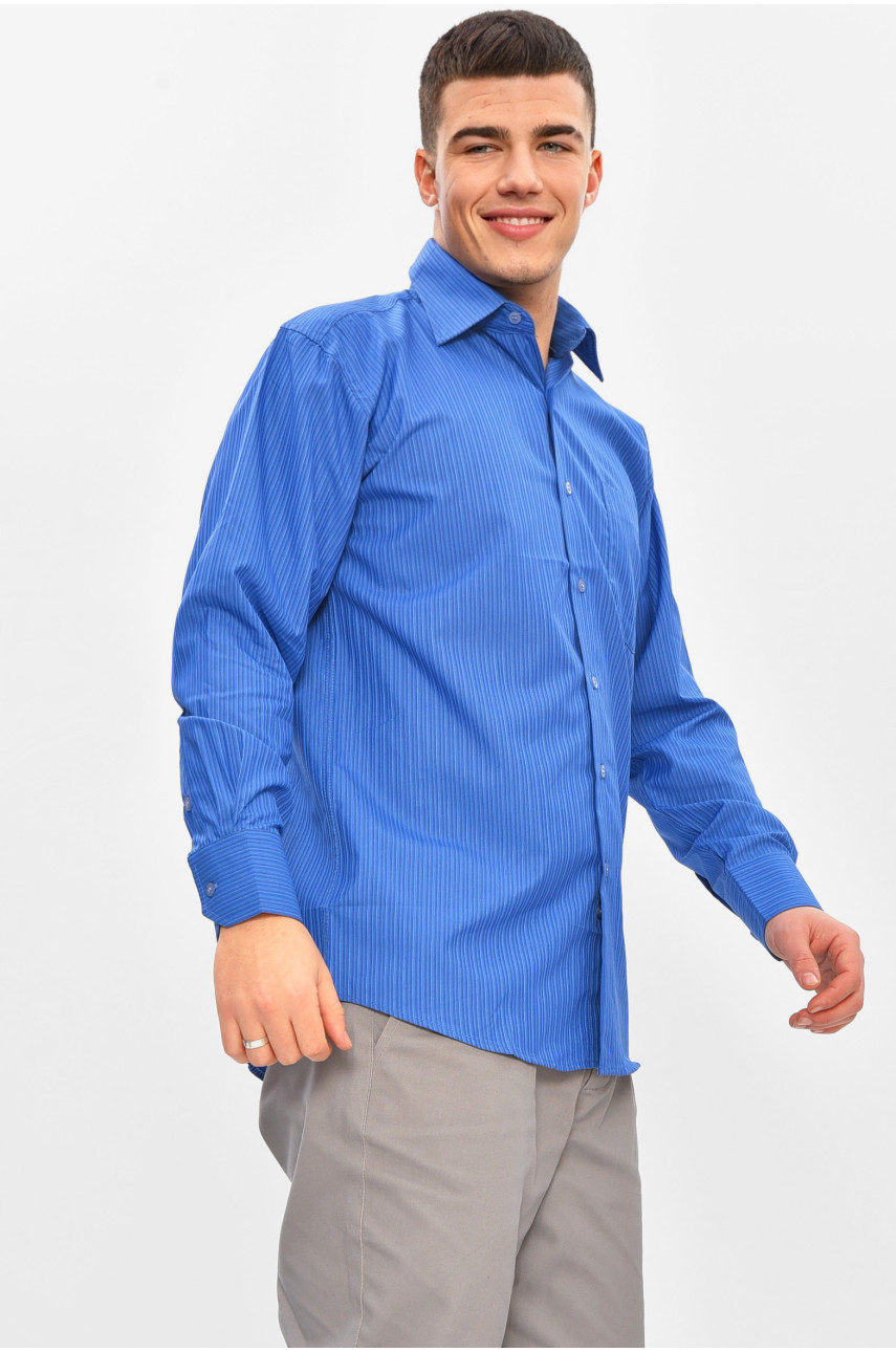 Сорочка чоловіча однотонна синього кольору BTT516 209467