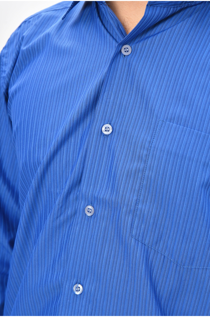 Сорочка чоловіча однотонна синього кольору BTT516 209467