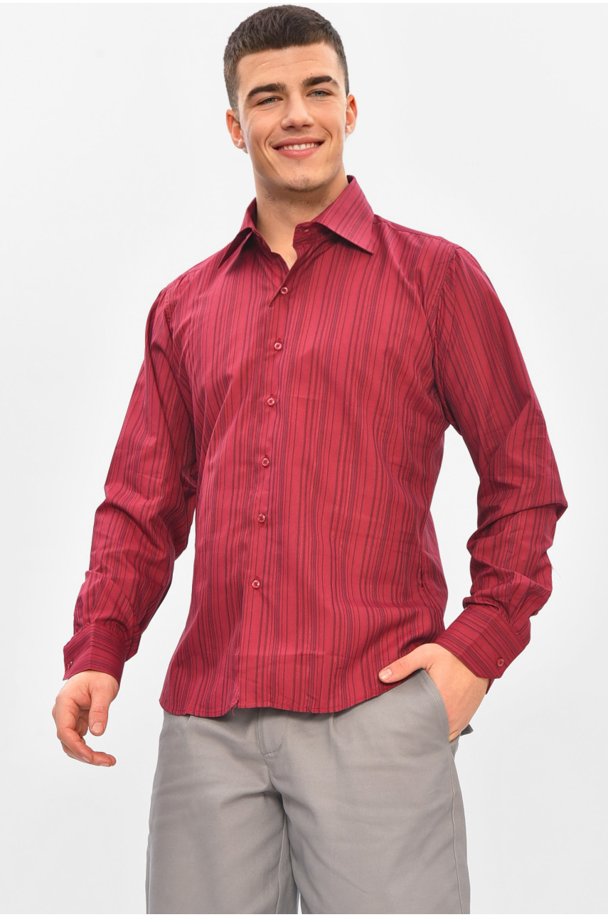 Сорочка чоловіча однотонна бордового кольору BTT1252 209468