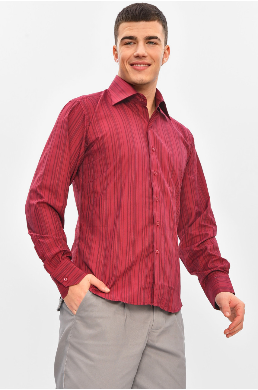 Сорочка чоловіча однотонна бордового кольору BTT1252 209468