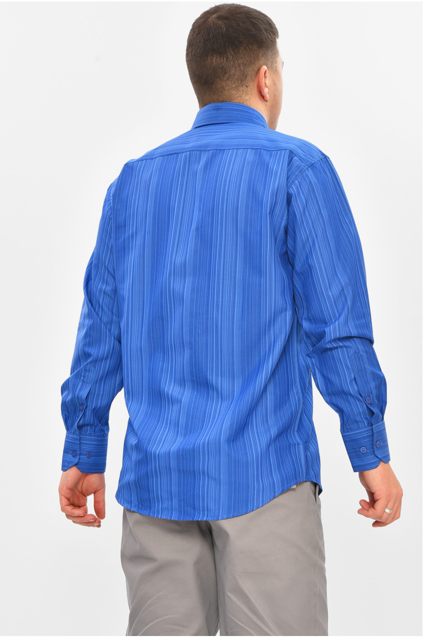 Сорочка чоловіча однотонна синього кольору BTT558 209469