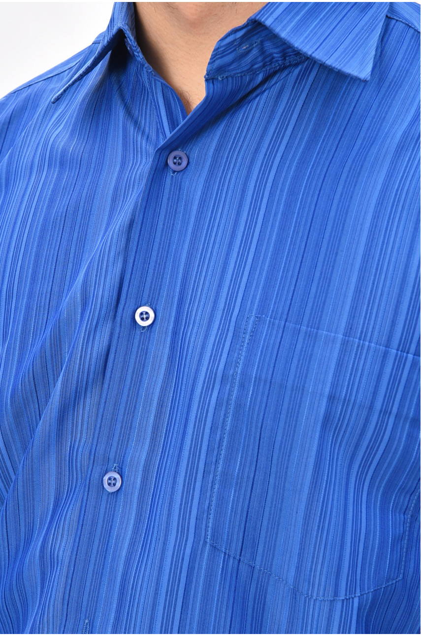 Сорочка чоловіча однотонна синього кольору BTT558 209469