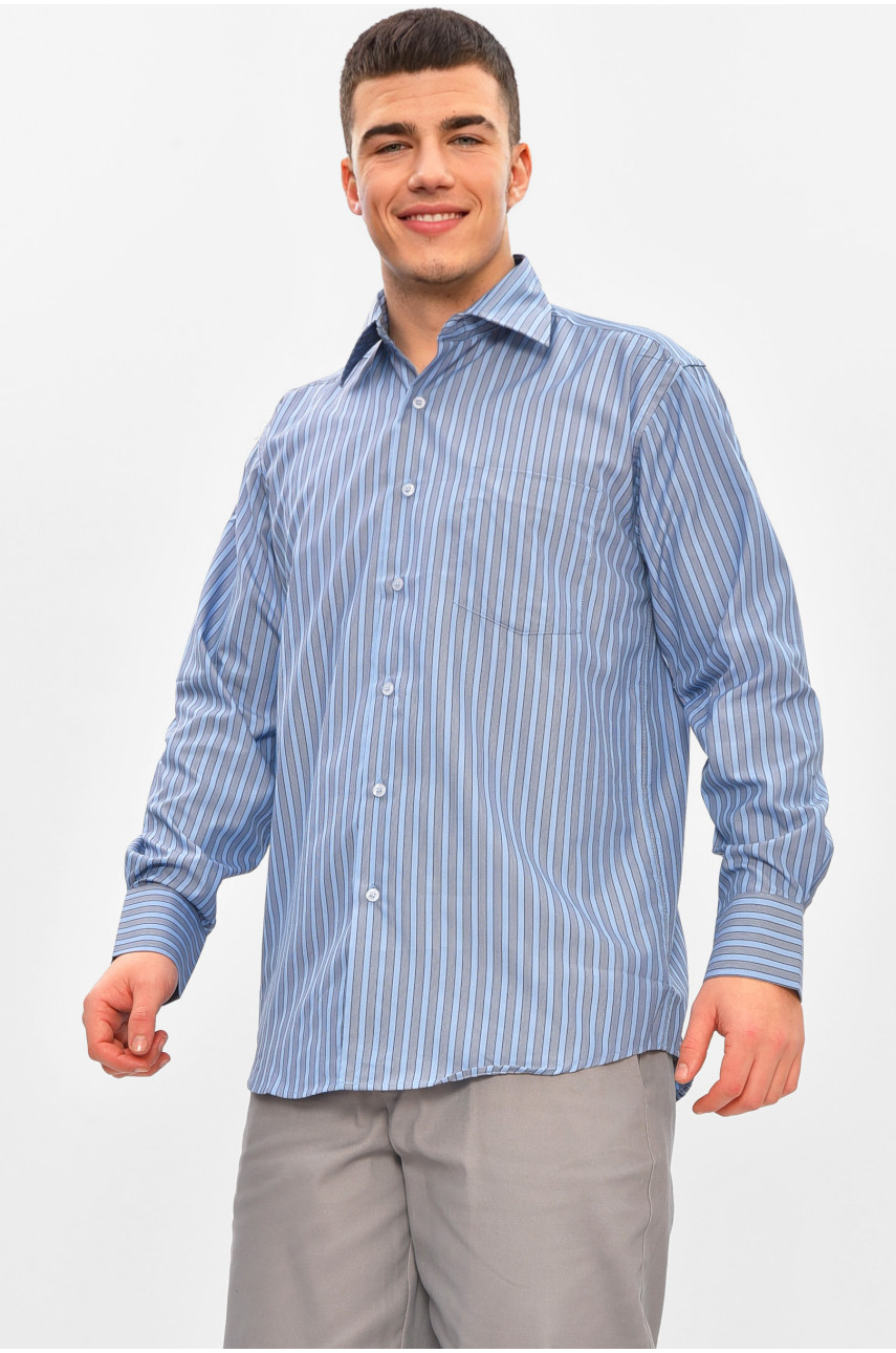 Сорочка чоловіча блакитного кольору з принтом BTT1109 209470