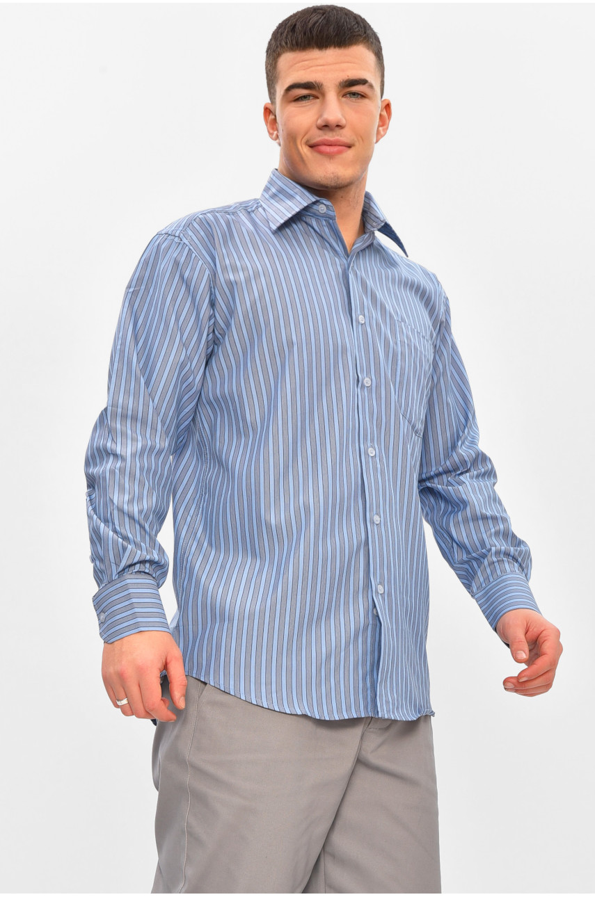 Сорочка чоловіча блакитного кольору з принтом BTT1109 209470