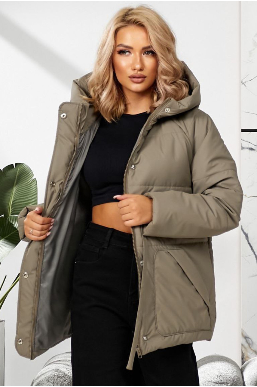 Куртка жіноча демісезонна сірого кольору 292 209477