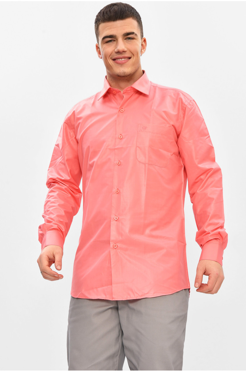 Сорочка чоловіча однотонна коралового кольору L1013 209480