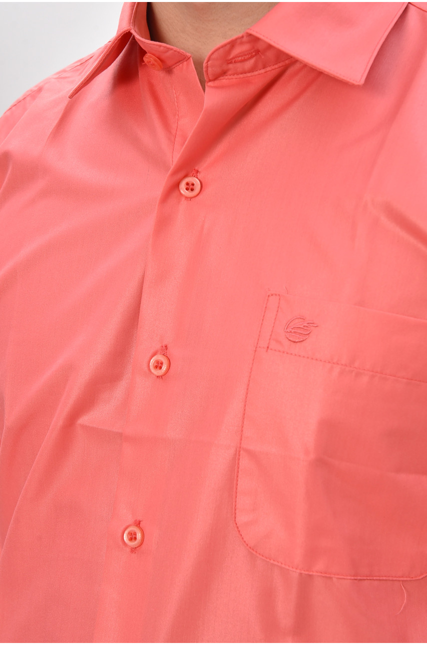 Сорочка чоловіча однотонна коралового кольору L1013 209480 Сорочка чоловіча однотонна коралового кольору L1013 209480