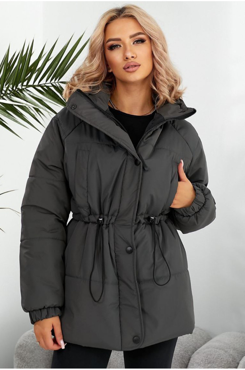 Куртка жіноча демісезонна графітового кольору 293 209483