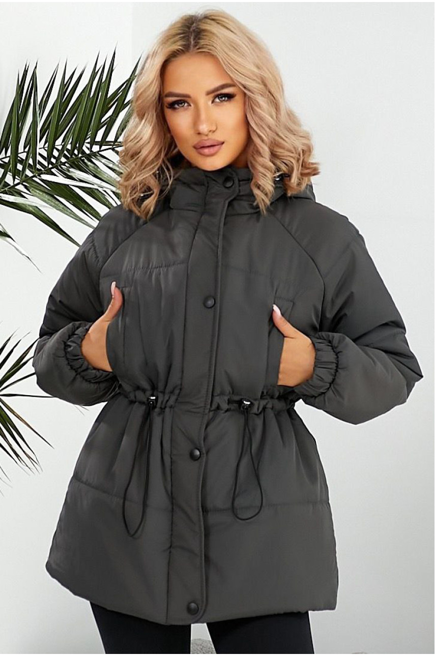 Куртка жіноча демісезонна графітового кольору 293 209483