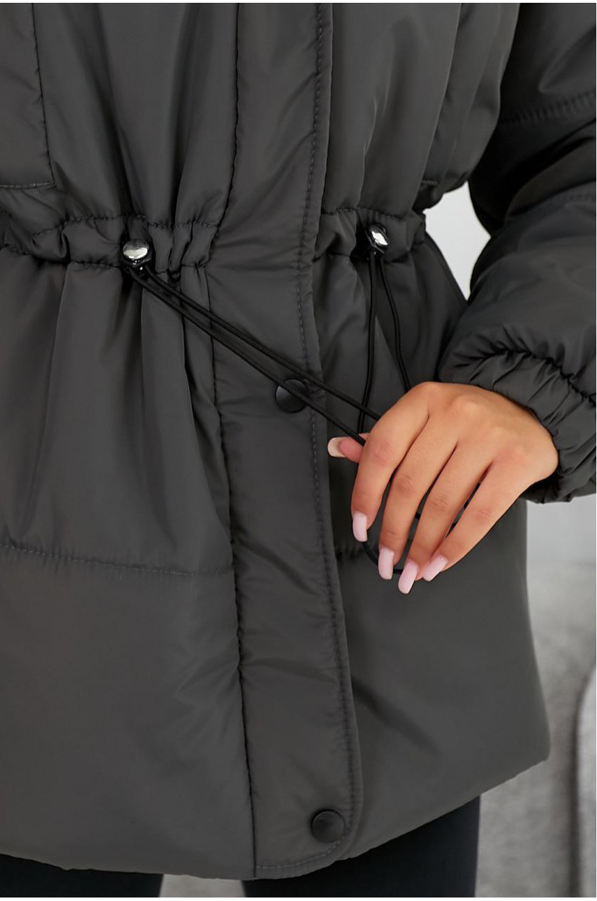 Куртка жіноча демісезонна графітового кольору 293 209483 Куртка жіноча демісезонна графітового кольору 293 209483